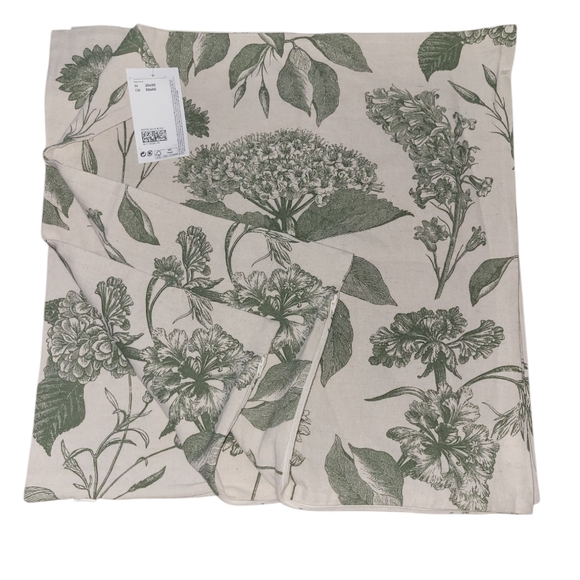 NWT H&M Cotton Linen Lot (3) Green Botanical Print Pillows - Picture 2 of 2